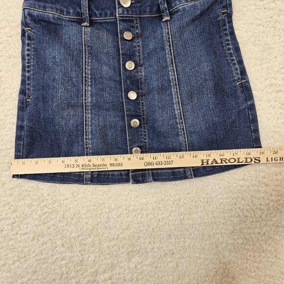 AE American Eagle Jean Skirt Women 2 Blue Y2K Hi Rise A Line Button Fly Pocket - Picture 5 of 10